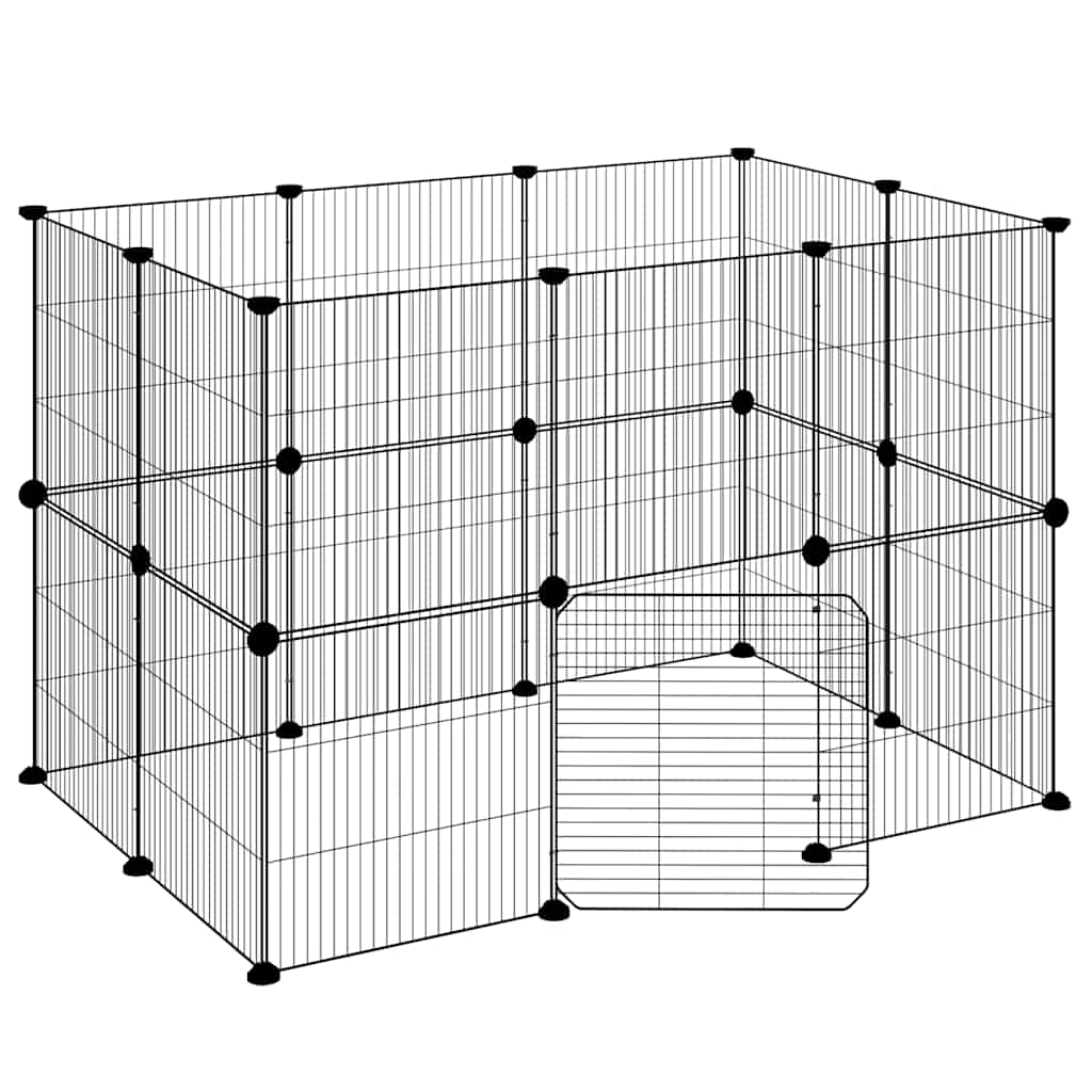 20-panels kæledyrsindhegning med låge 105x70x70 cm stål sort