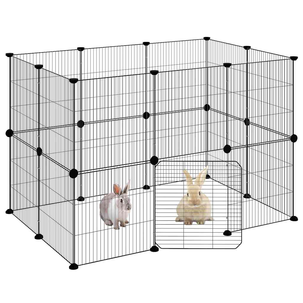 20-panels kæledyrsindhegning med låge 105x70x70 cm stål sort