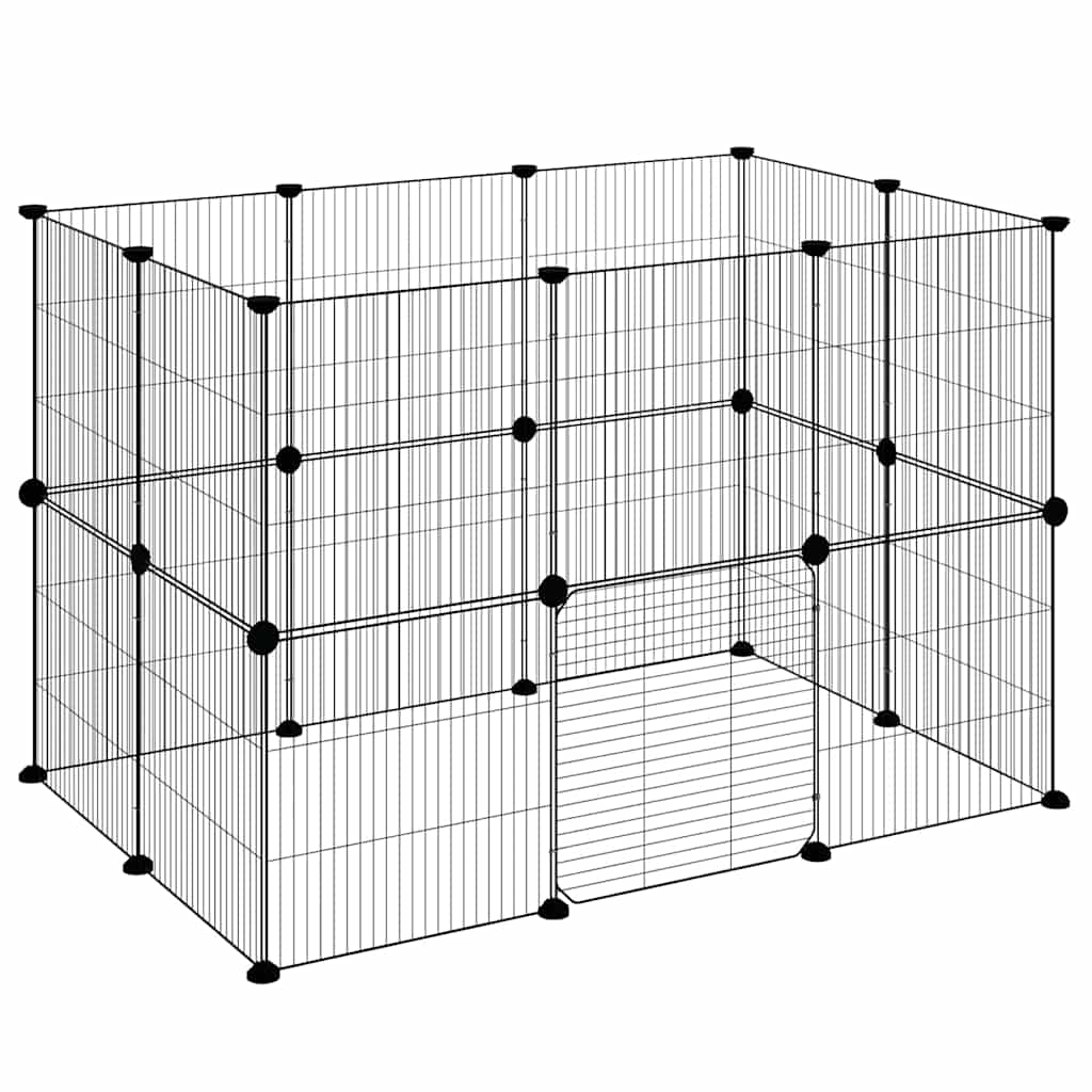 20-panels kæledyrsindhegning med låge 105x70x70 cm stål sort