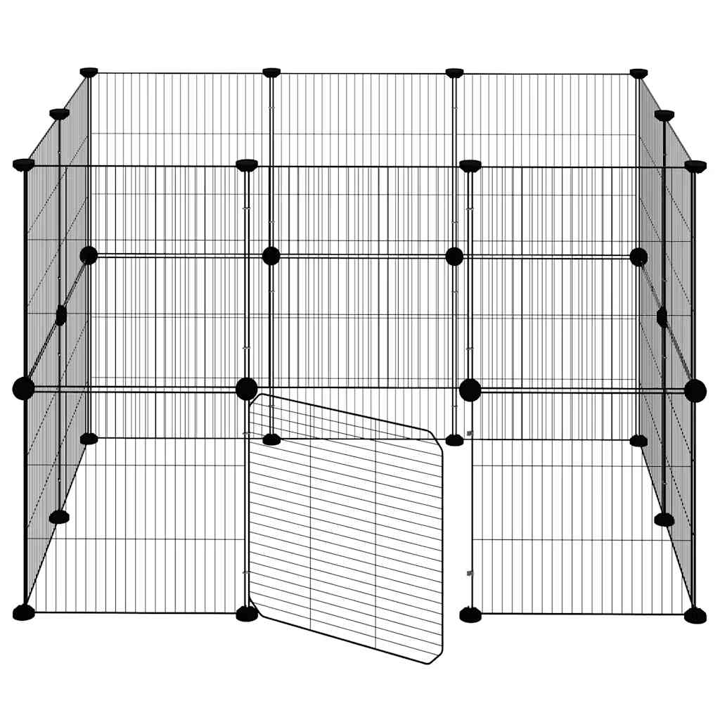 20-panels kæledyrsindhegning med låge 105x70x70 cm stål sort