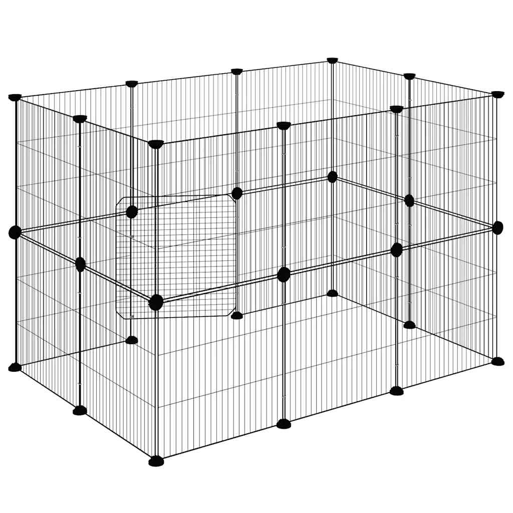 20-panels kæledyrsindhegning med låge 105x70x70 cm stål sort