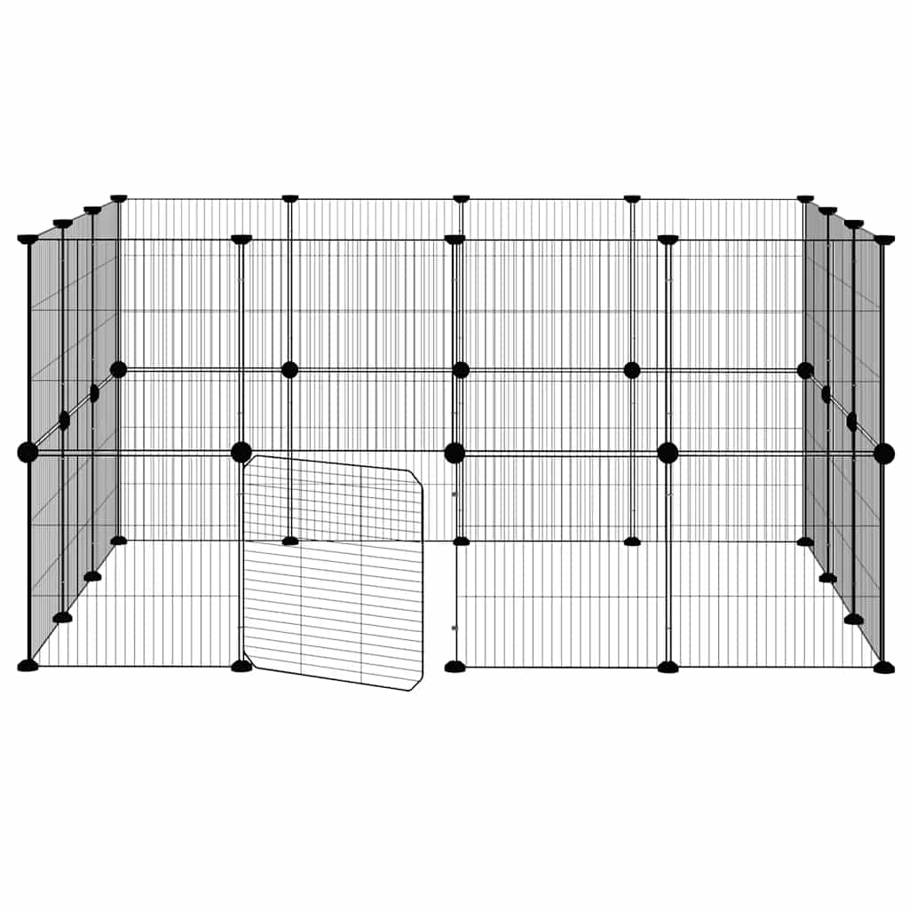 28-panels kæledyrsindhegning med låge 140x105x70 cm stål sort