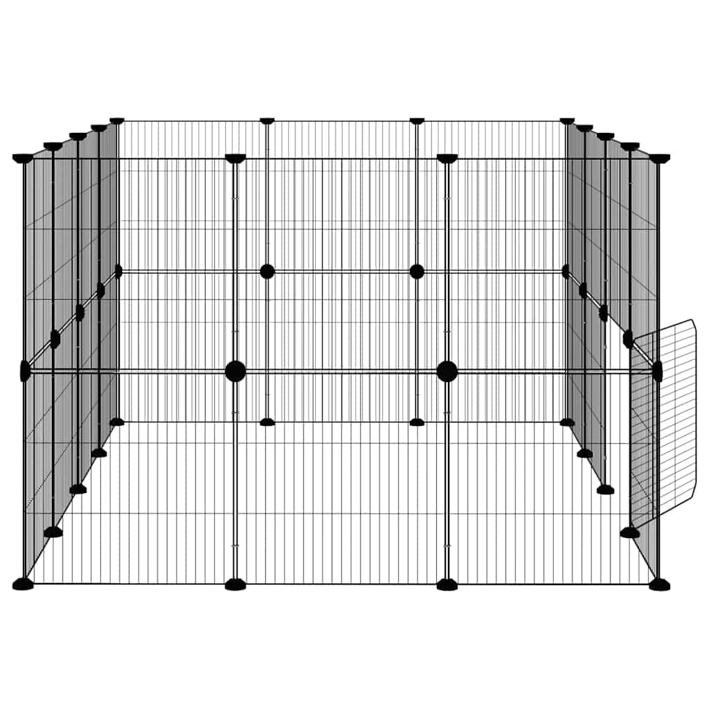 28-panels kæledyrsindhegning med låge 140x105x70 cm stål sort