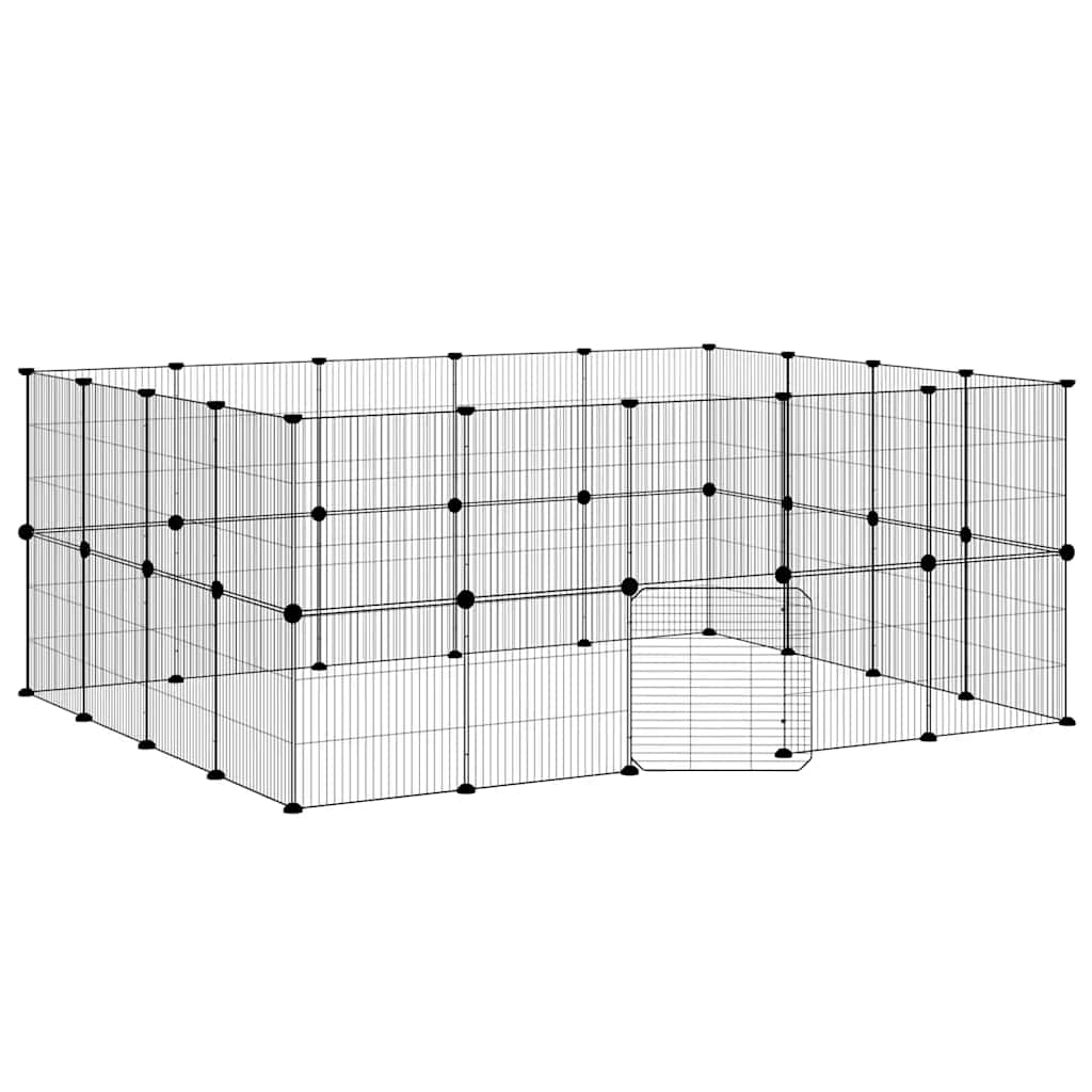 36-panels kæledyrsindhegning med låge 175x140x70 cm stål sort