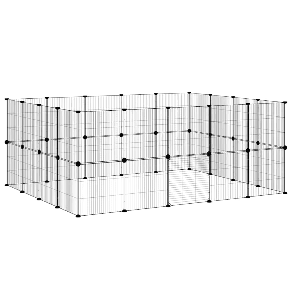 36-panels kæledyrsindhegning med låge 175x140x70 cm stål sort