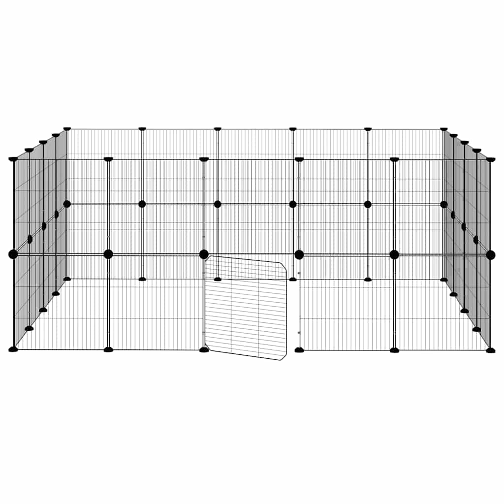 36-panels kæledyrsindhegning med låge 175x140x70 cm stål sort