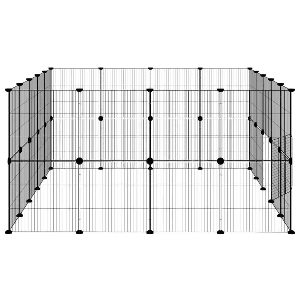 36-panels kæledyrsindhegning med låge 175x140x70 cm stål sort