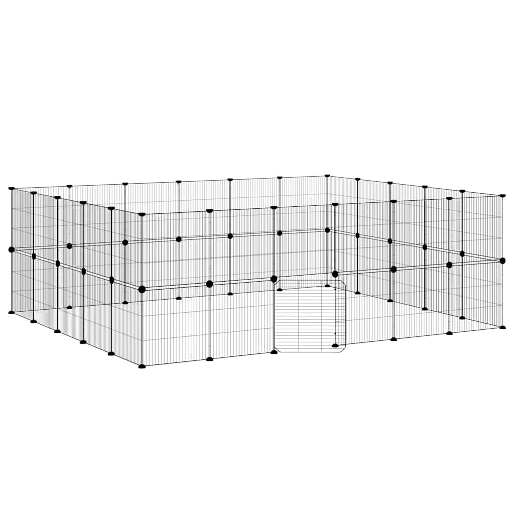 44-panels kæledyrsindhegning med låge 210x175x70 cm stål sort