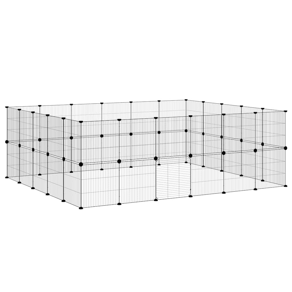 44-panels kæledyrsindhegning med låge 210x175x70 cm stål sort