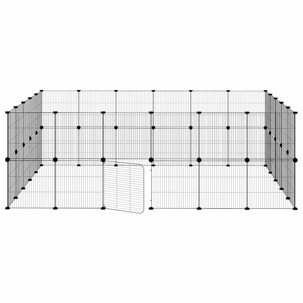 44-panels kæledyrsindhegning med låge 210x175x70 cm stål sort