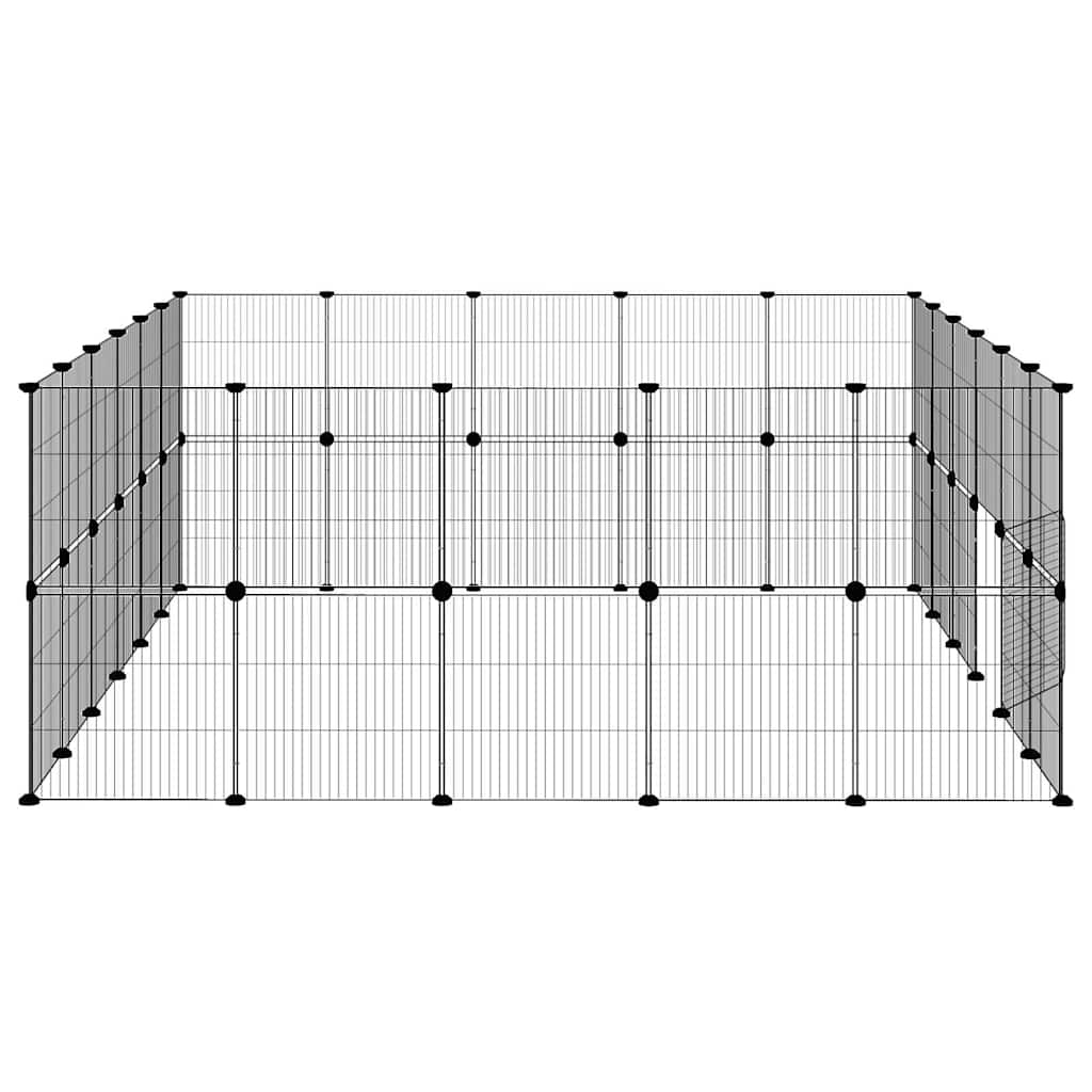 44-panels kæledyrsindhegning med låge 210x175x70 cm stål sort
