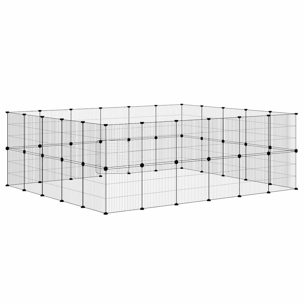 44-panels kæledyrsindhegning med låge 210x175x70 cm stål sort