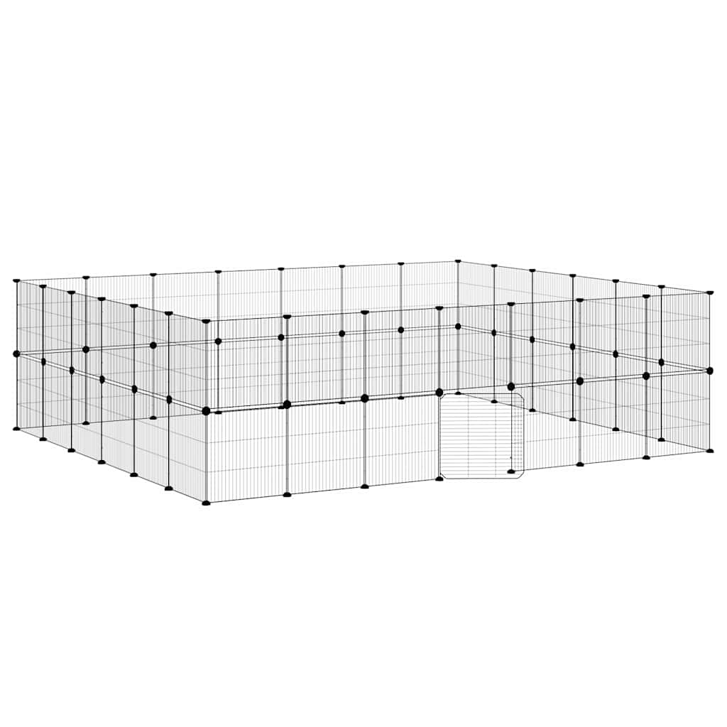 52-panels kæledyrsindhegning med låge 245x210x70 cm stål sort