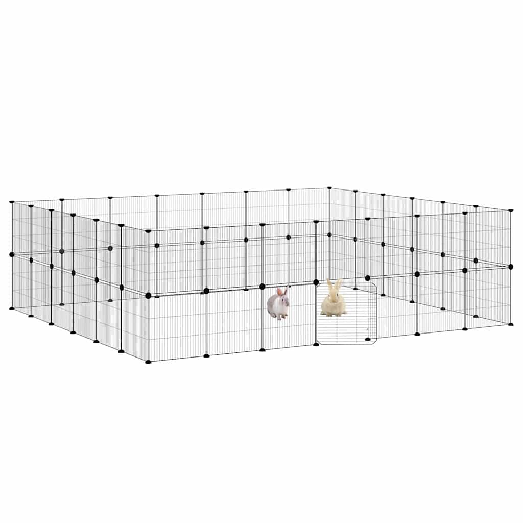 52-panels kæledyrsindhegning med låge 245x210x70 cm stål sort