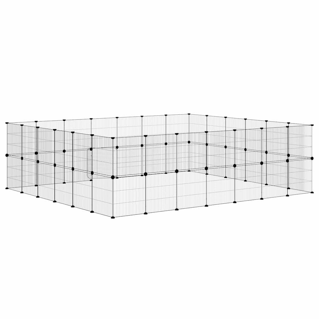 52-panels kæledyrsindhegning med låge 245x210x70 cm stål sort