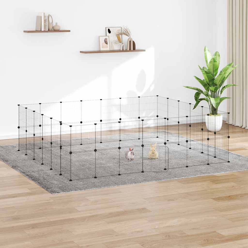 52-panels kæledyrsindhegning med låge 245x210x70 cm stål sort
