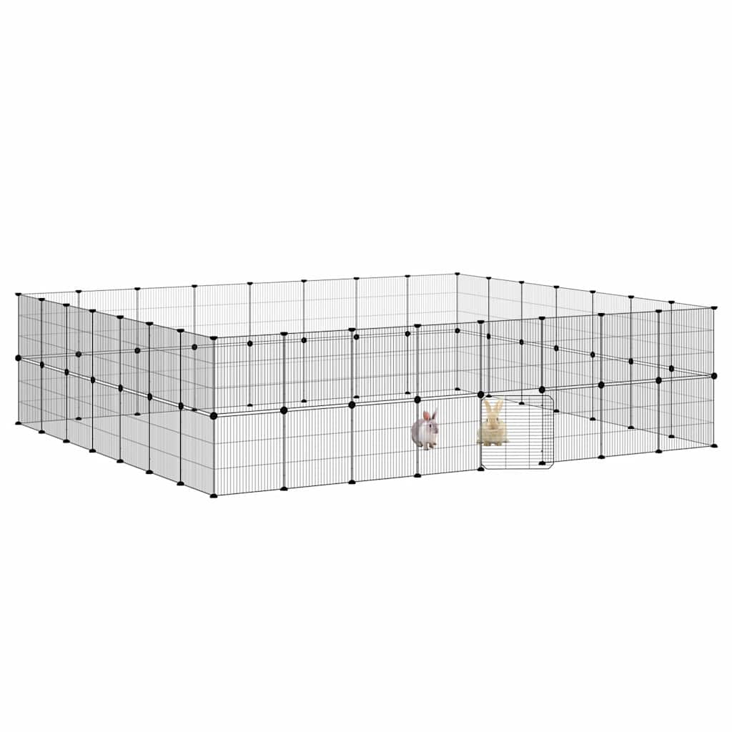 60-panels kæledyrsindhegning med låge 280x245x70 cm stål sort