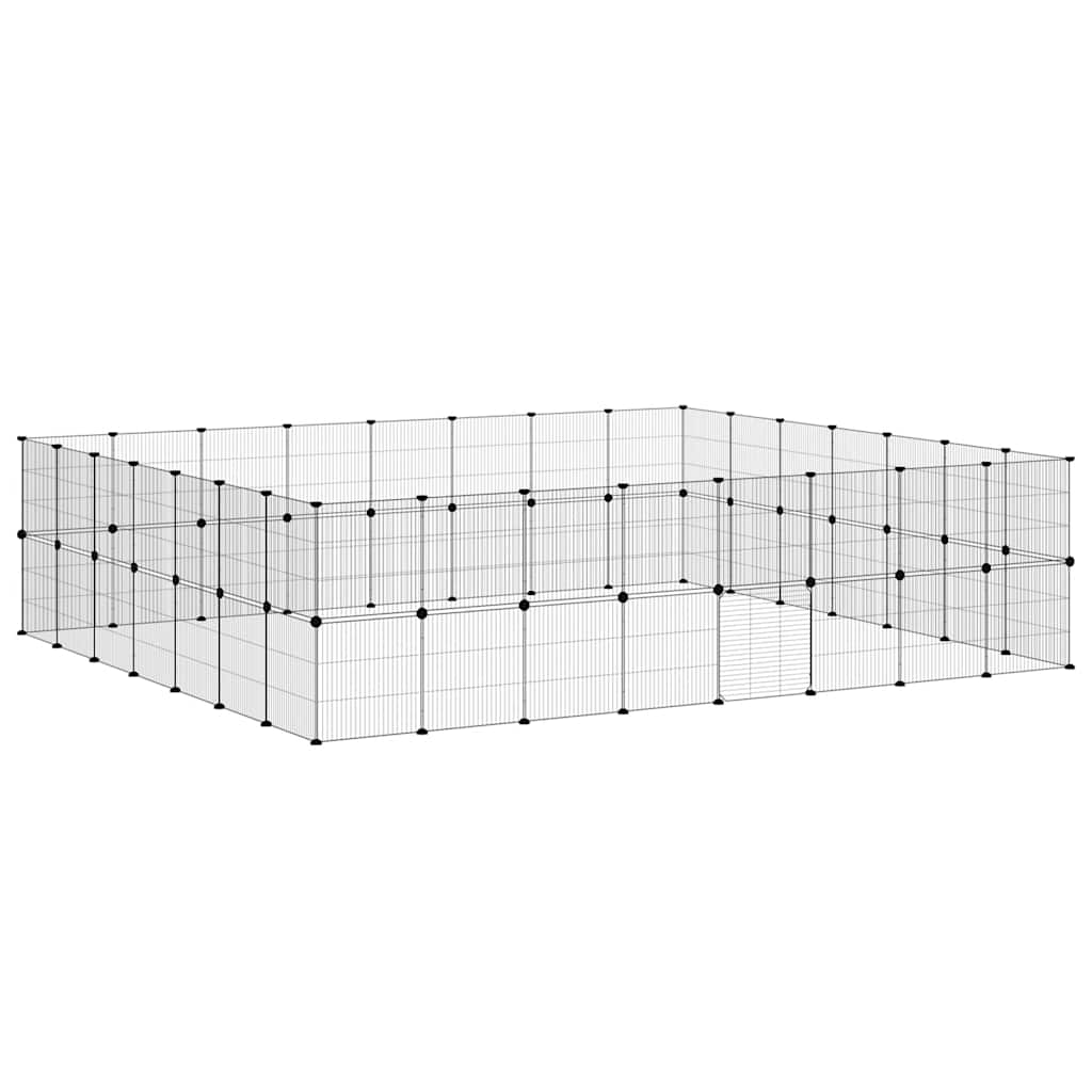 60-panels kæledyrsindhegning med låge 280x245x70 cm stål sort