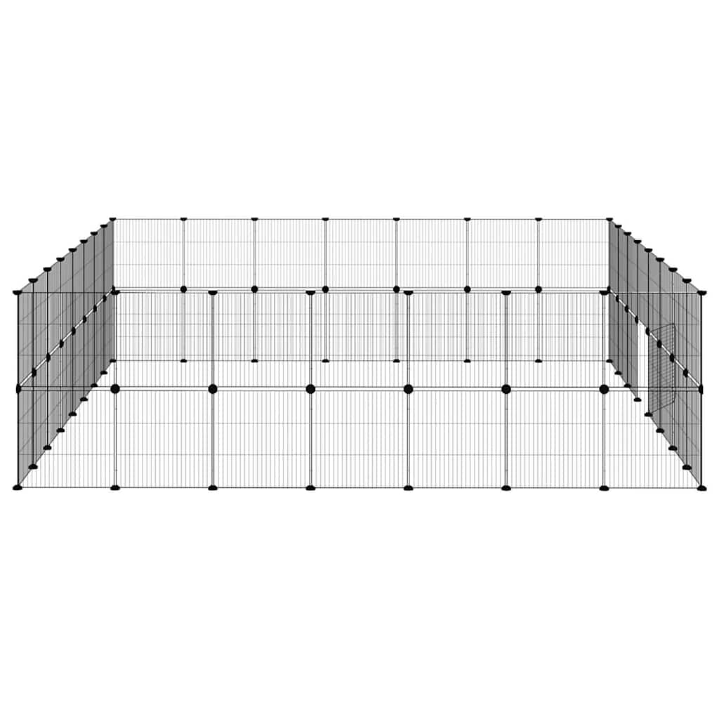 60-panels kæledyrsindhegning med låge 280x245x70 cm stål sort