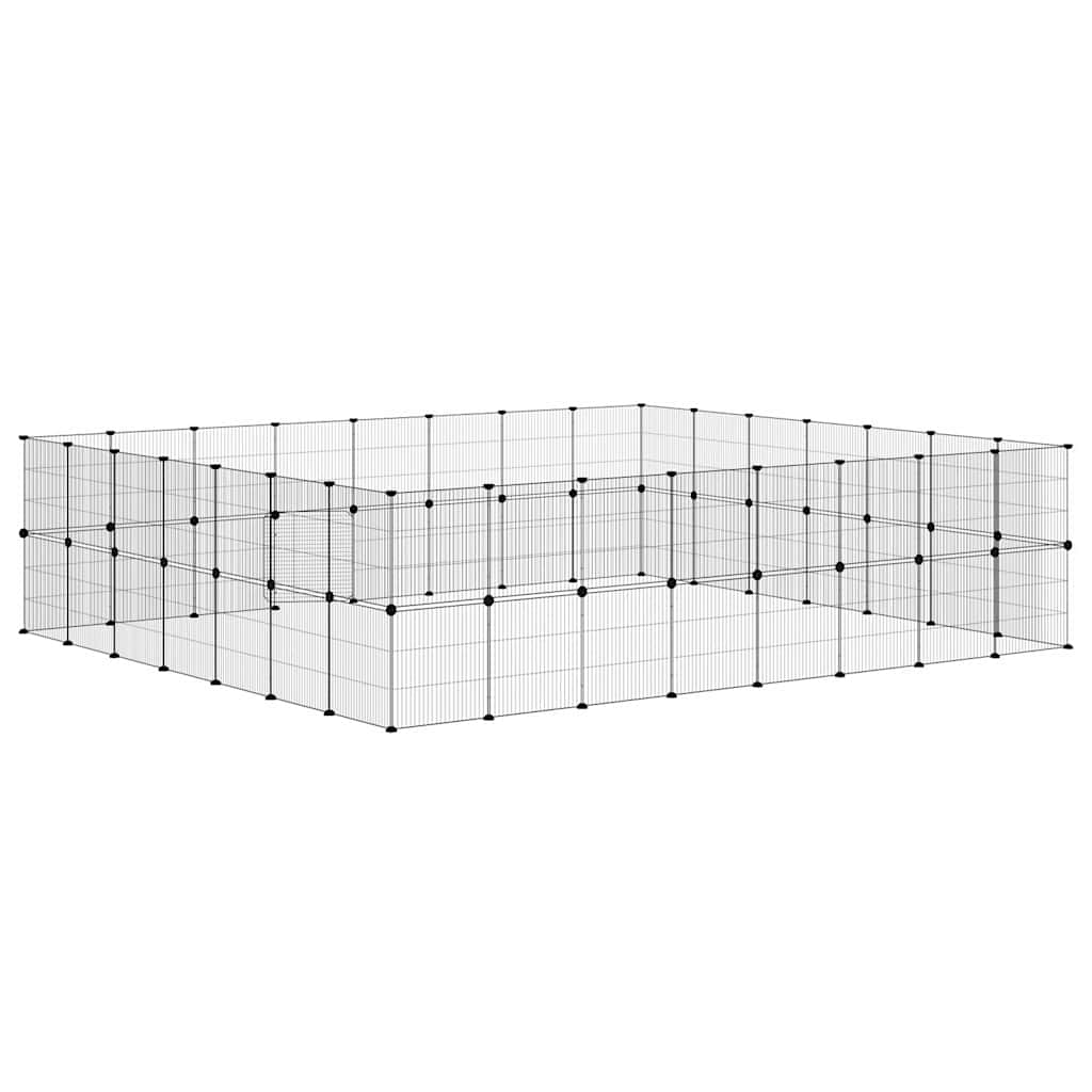 60-panels kæledyrsindhegning med låge 280x245x70 cm stål sort