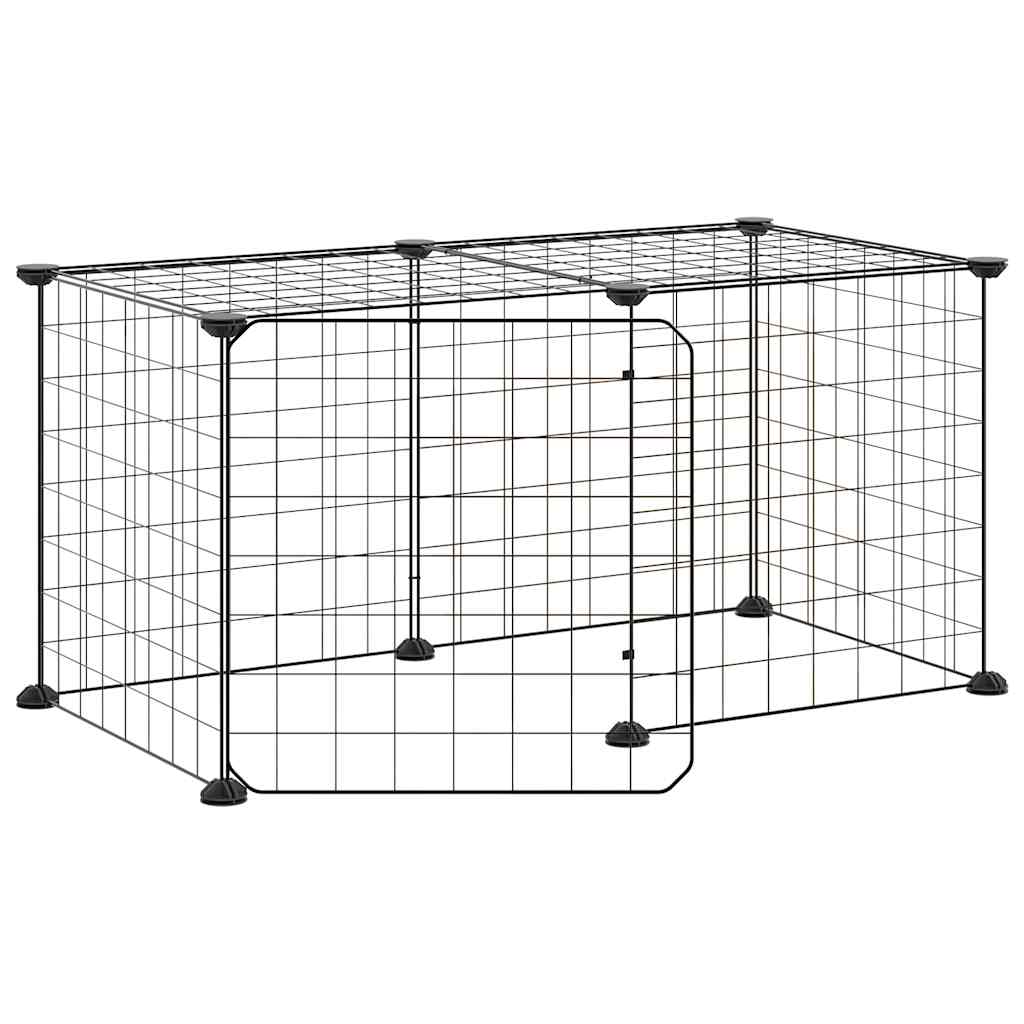 8-panels kæledyrsindhegning med låge 70x35x35 cm stål sort