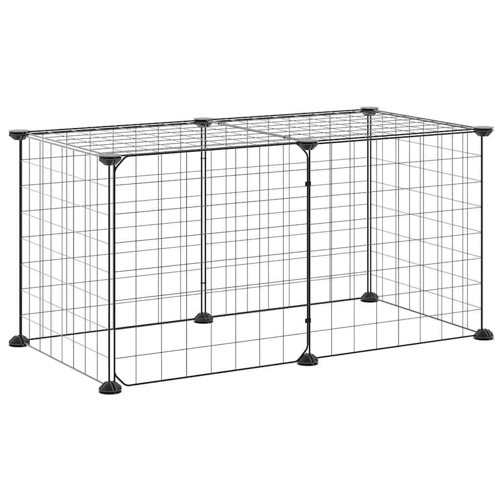 8-panels kæledyrsindhegning med låge 70x35x35 cm stål sort