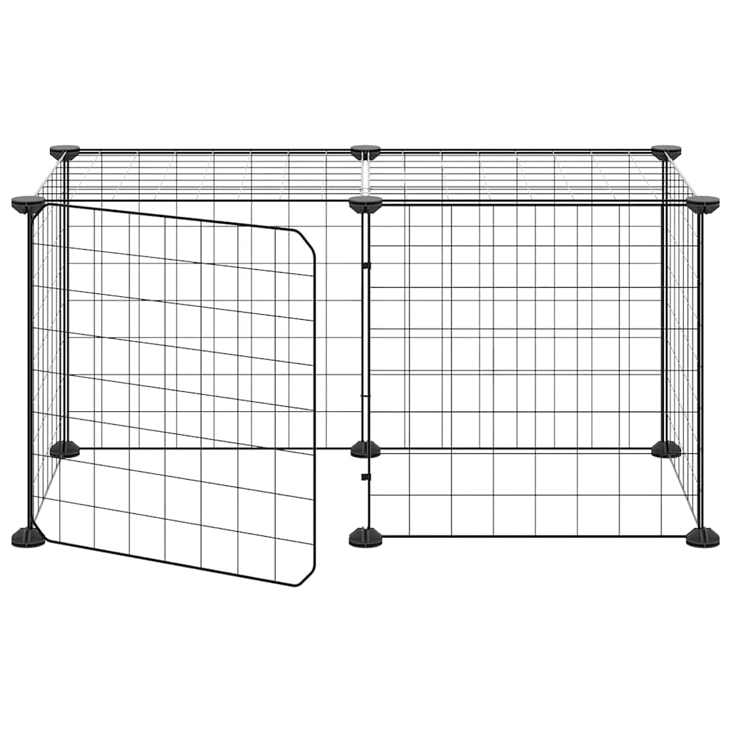 8-panels kæledyrsindhegning med låge 70x35x35 cm stål sort