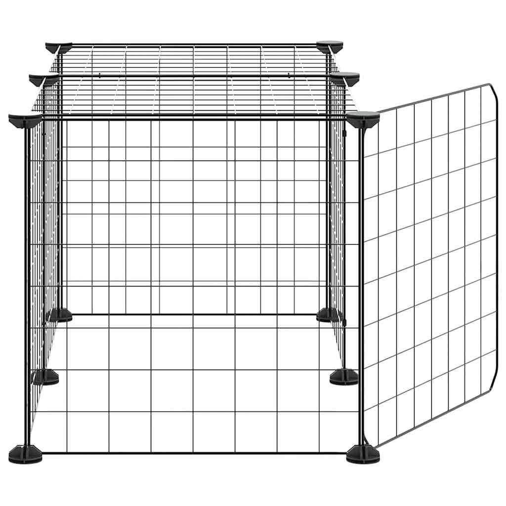 8-panels kæledyrsindhegning med låge 70x35x35 cm stål sort