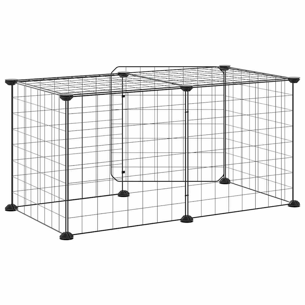 8-panels kæledyrsindhegning med låge 70x35x35 cm stål sort