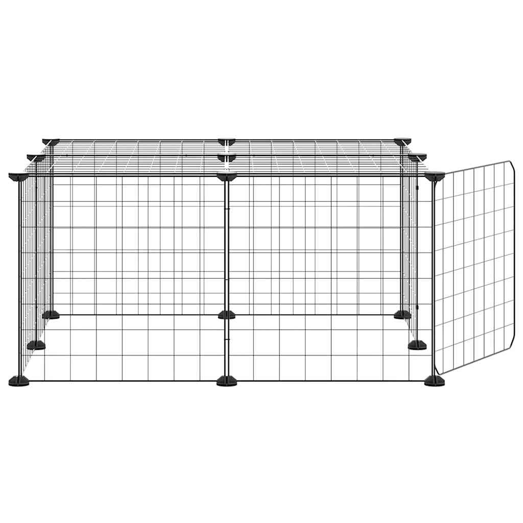 12-panels kæledyrsindhegning med låge 70x70x35 cm stål sort