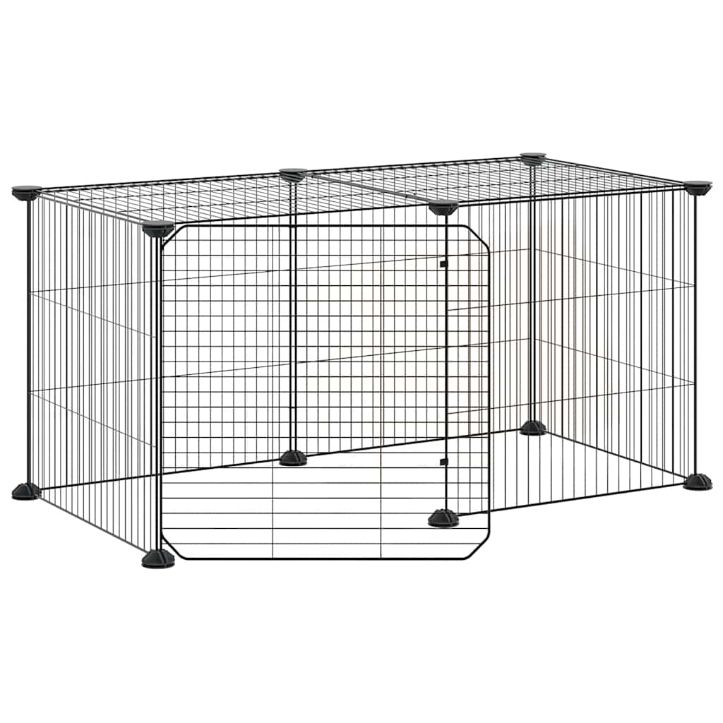 8-panels kæledyrsindhegning med låge 70x35x35 cm stål sort