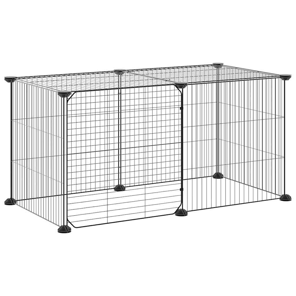 8-panels kæledyrsindhegning med låge 70x35x35 cm stål sort