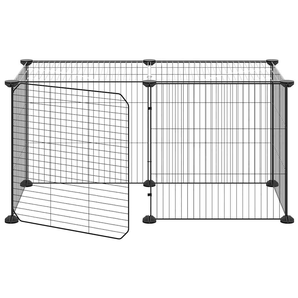 8-panels kæledyrsindhegning med låge 70x35x35 cm stål sort