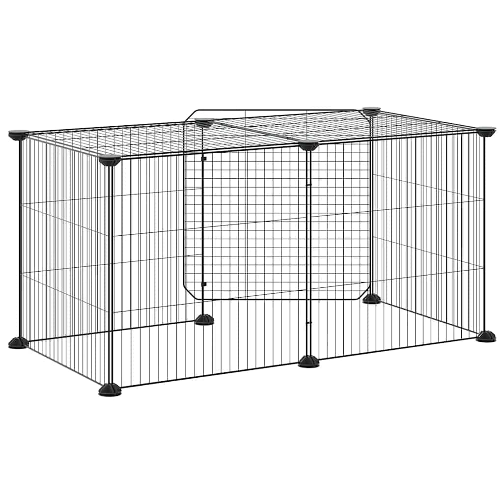 8-panels kæledyrsindhegning med låge 70x35x35 cm stål sort