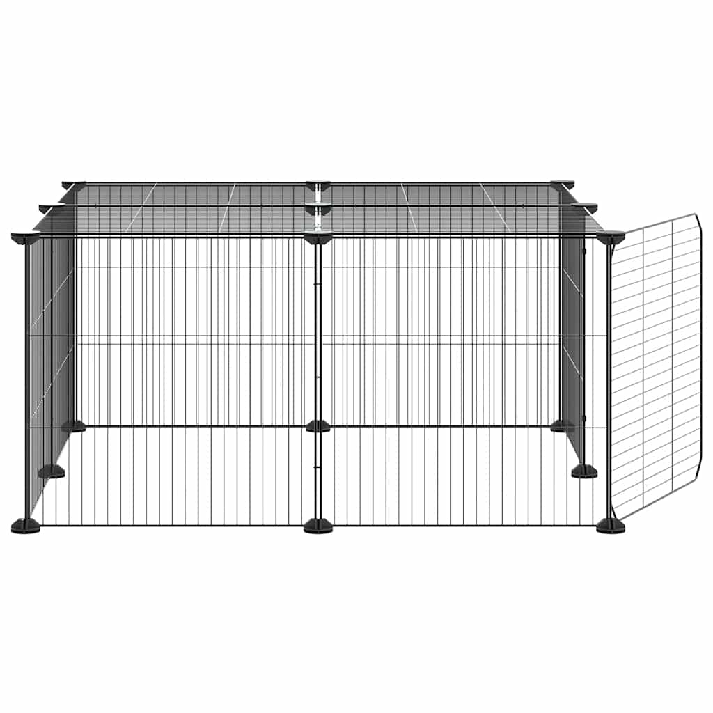12-panels kæledyrsindhegning med låge 70x70x35 cm stål sort