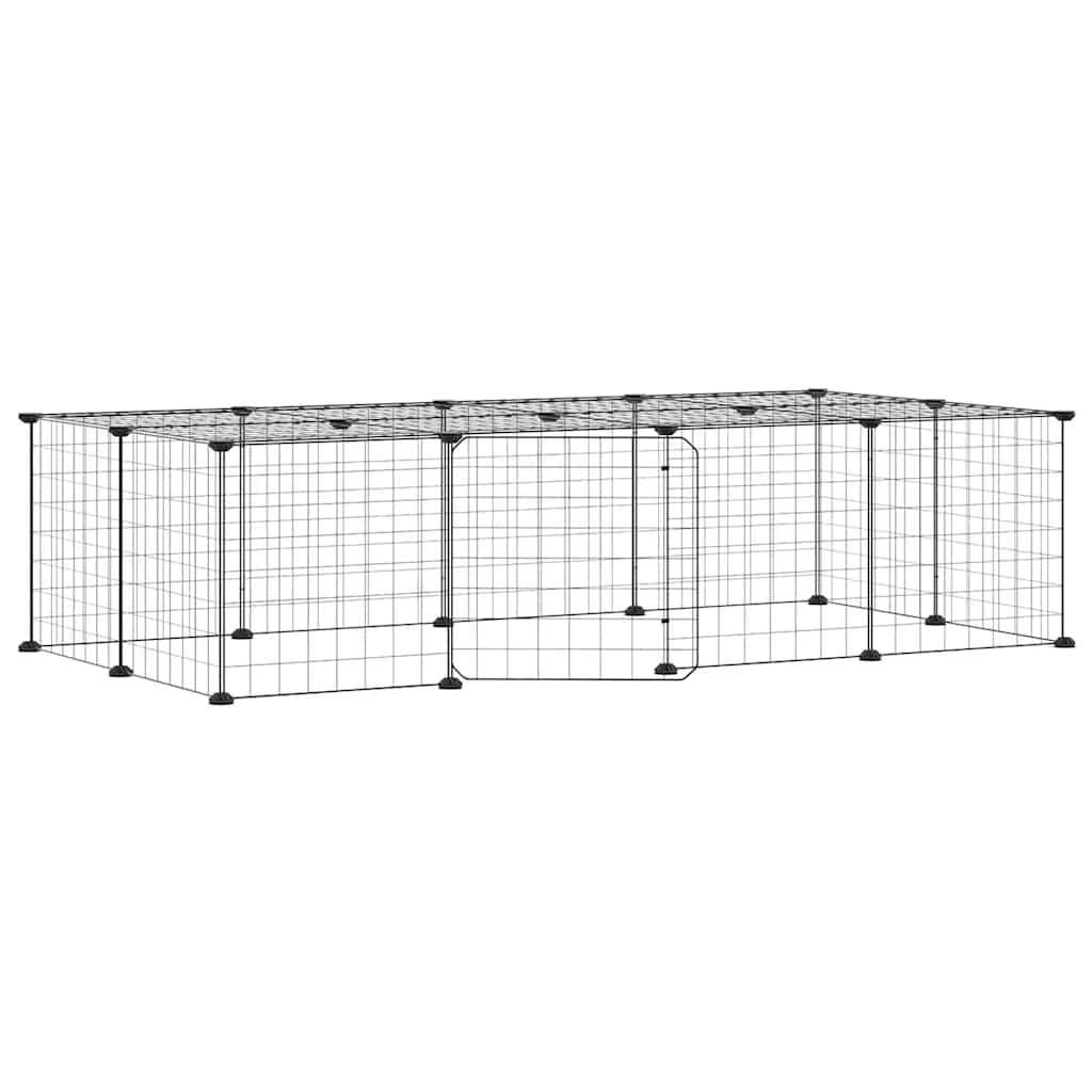 20-panels kæledyrsindhegning med låge 140x70x35 cm stål sort