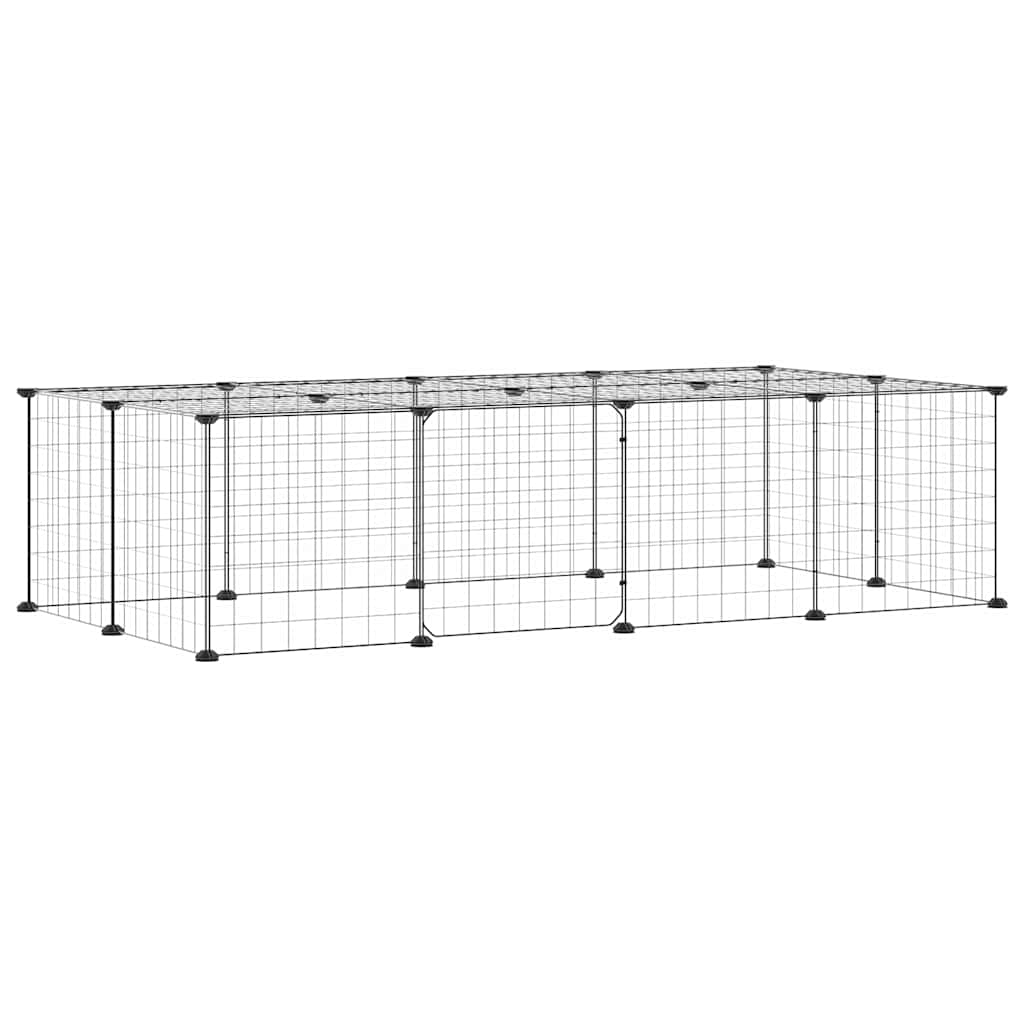 20-panels kæledyrsindhegning med låge 140x70x35 cm stål sort