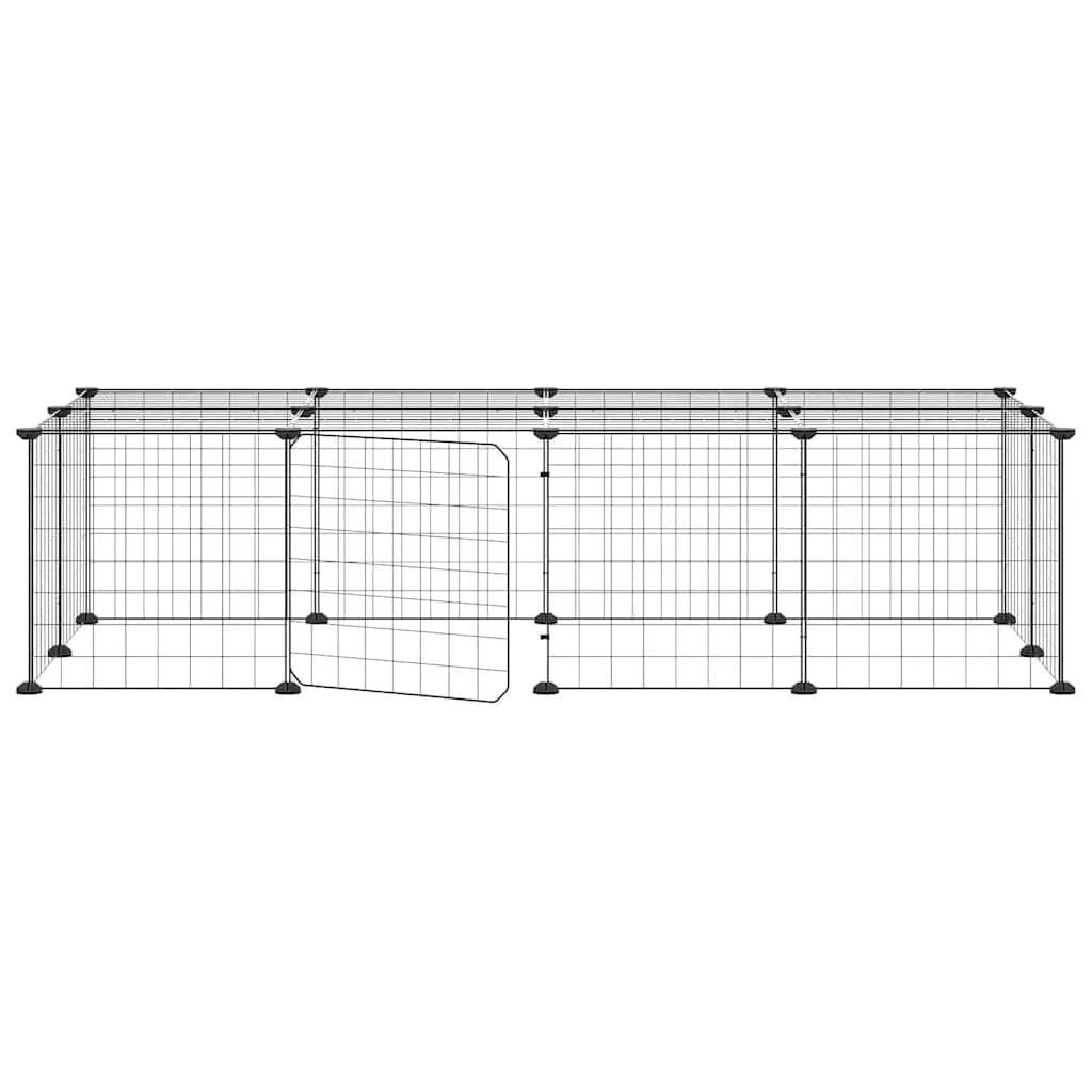 20-panels kæledyrsindhegning med låge 140x70x35 cm stål sort