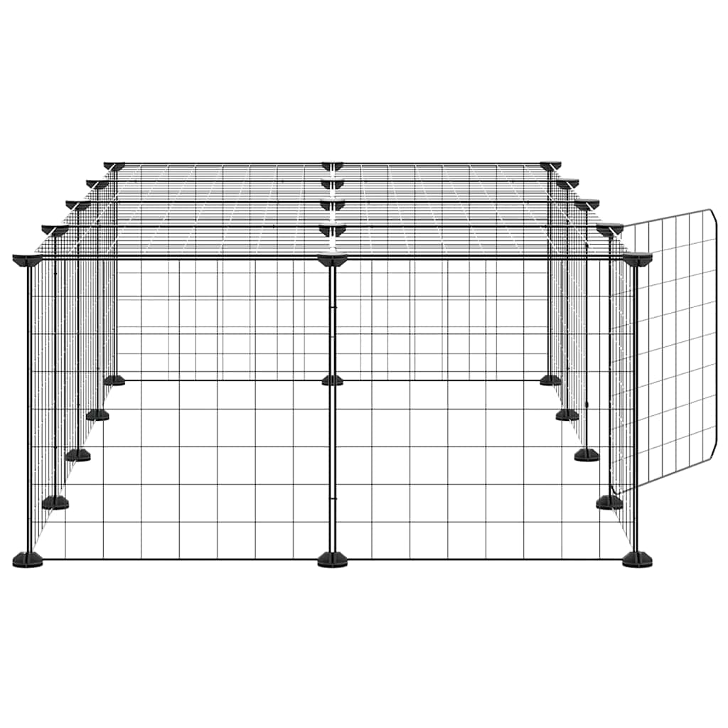 20-panels kæledyrsindhegning med låge 140x70x35 cm stål sort