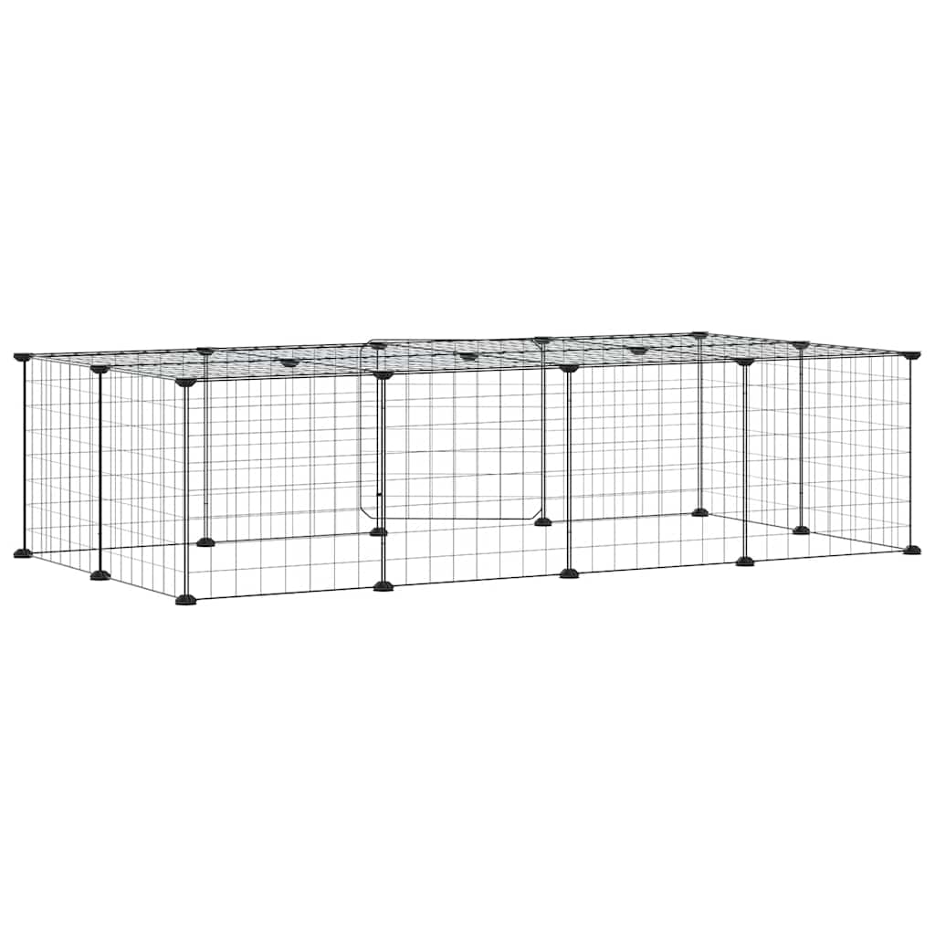 20-panels kæledyrsindhegning med låge 140x70x35 cm stål sort
