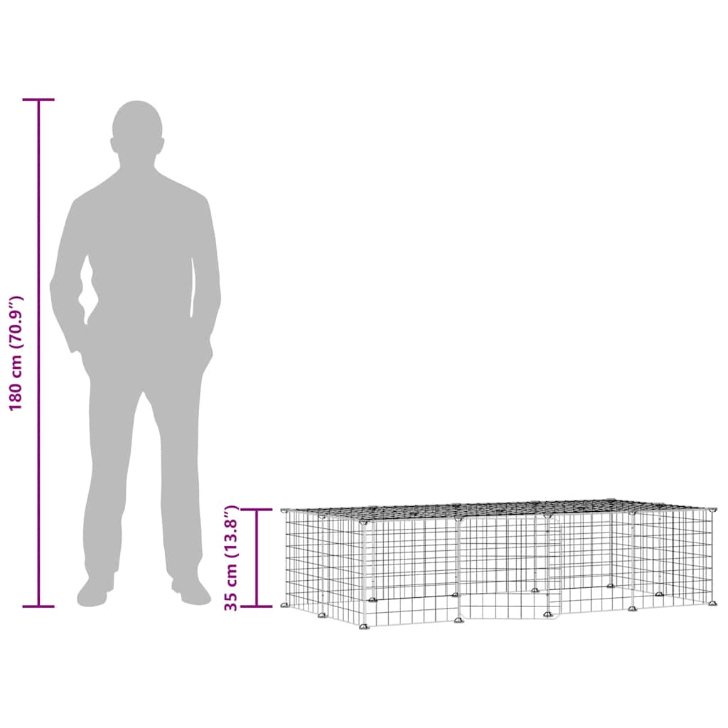 20-panels kæledyrsindhegning med låge 140x70x35 cm stål sort
