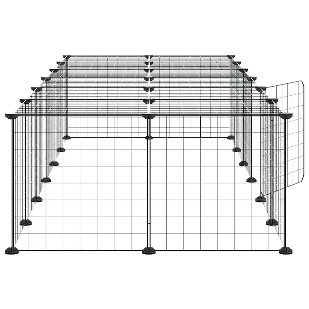 28-panels kæledyrsindhegning med låge 210x70x35 cm stål sort