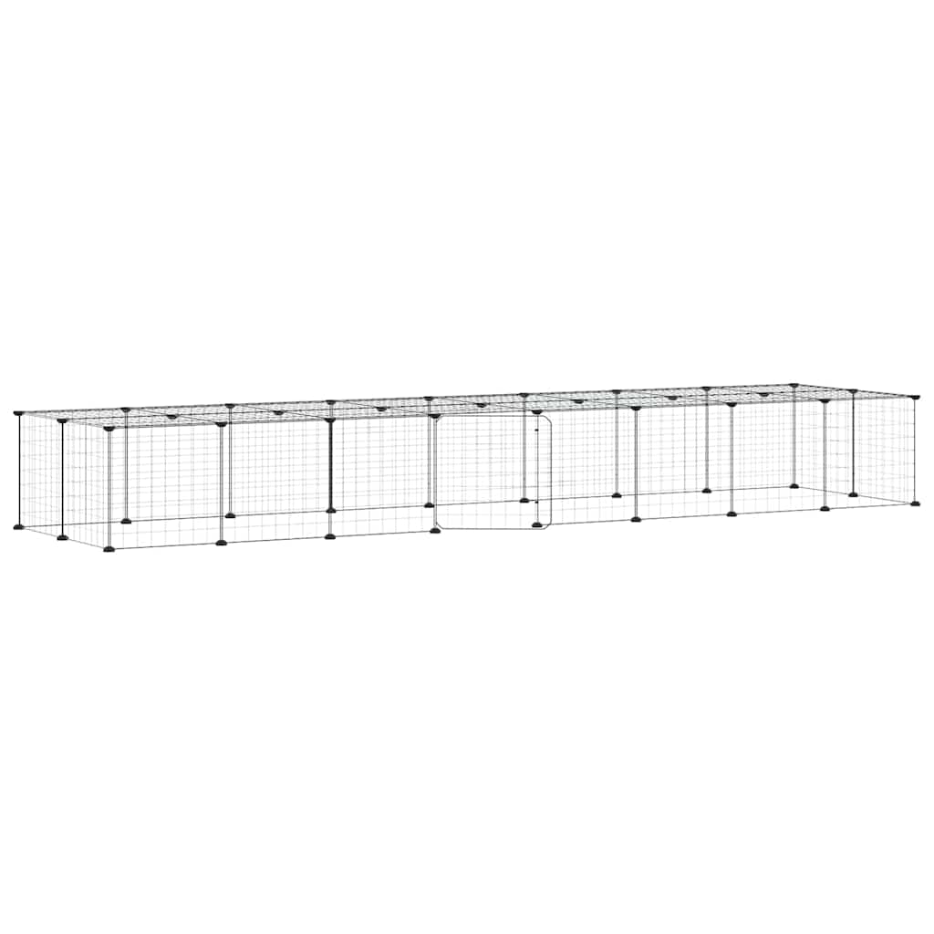 36-panels kæledyrsindhegning med låge 280x70x35 cm stål sort