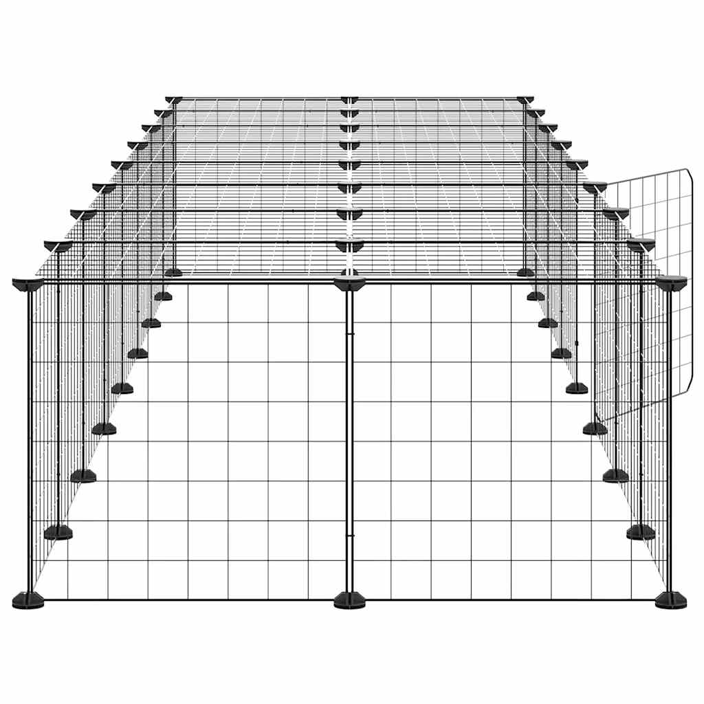36-panels kæledyrsindhegning med låge 280x70x35 cm stål sort