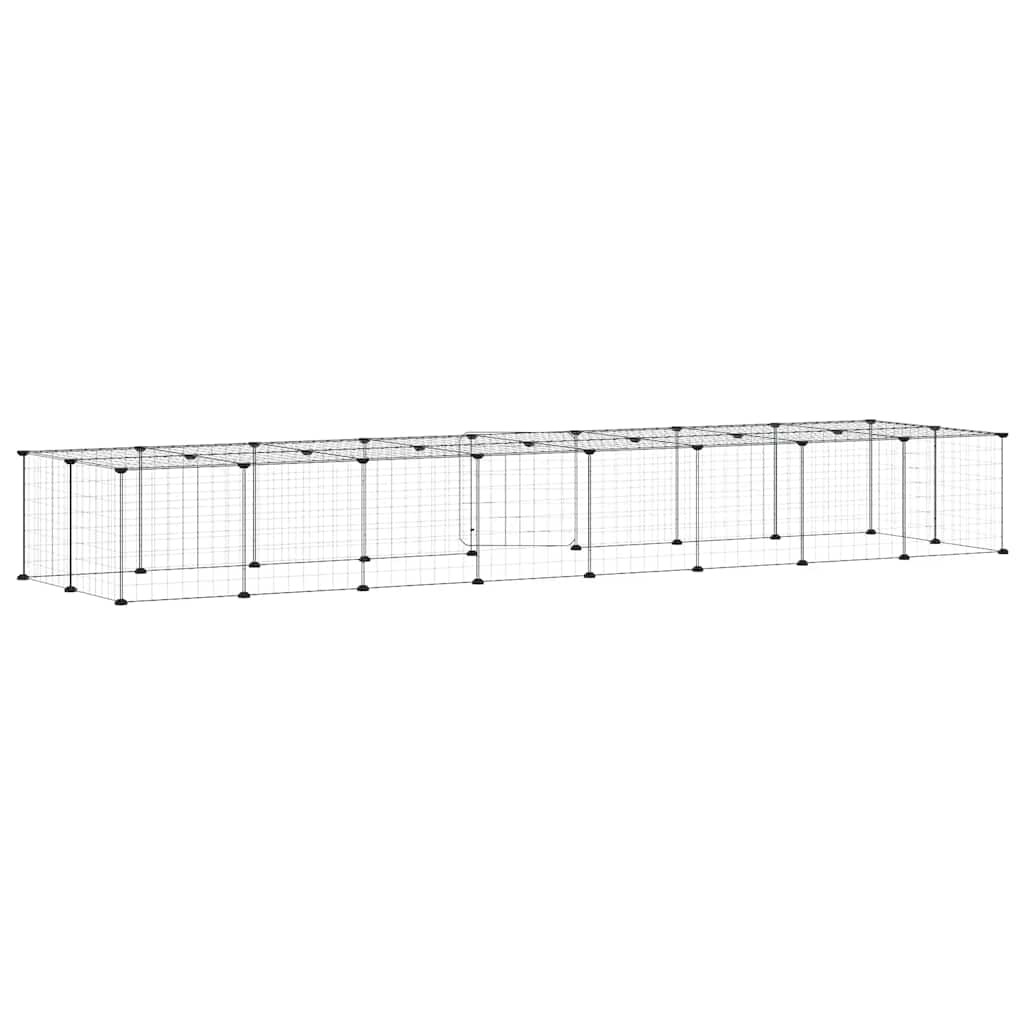 36-panels kæledyrsindhegning med låge 280x70x35 cm stål sort