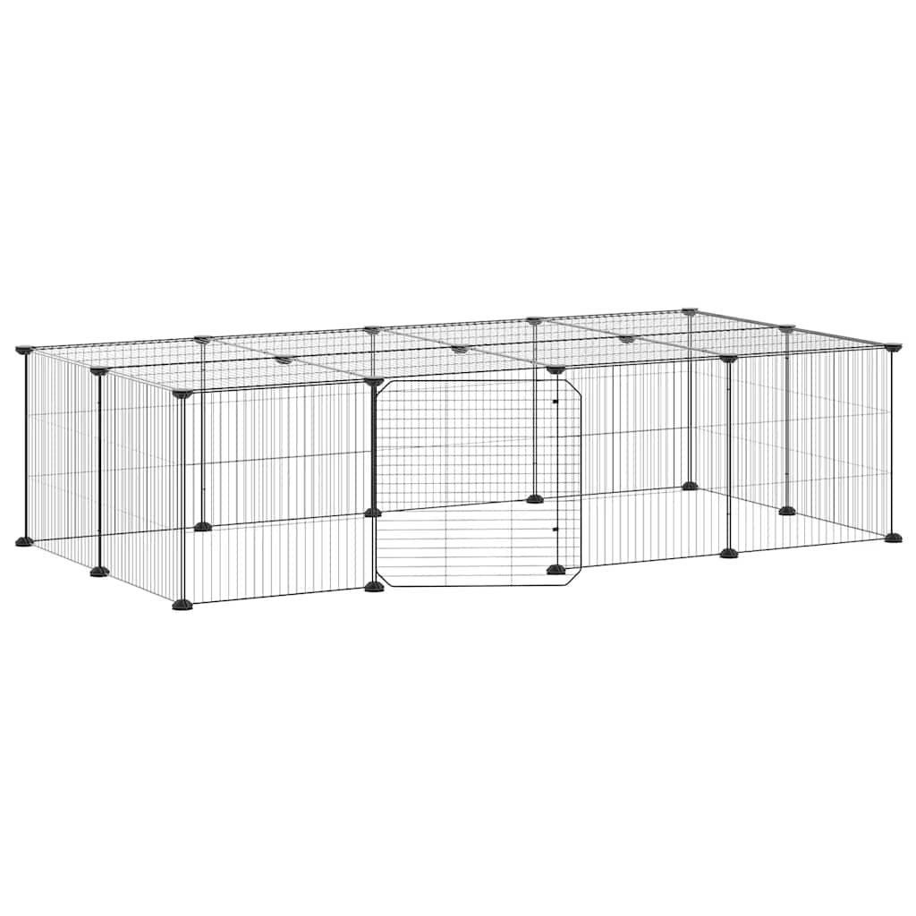 20-panels kæledyrsindhegning med låge 140x70x35 cm stål sort