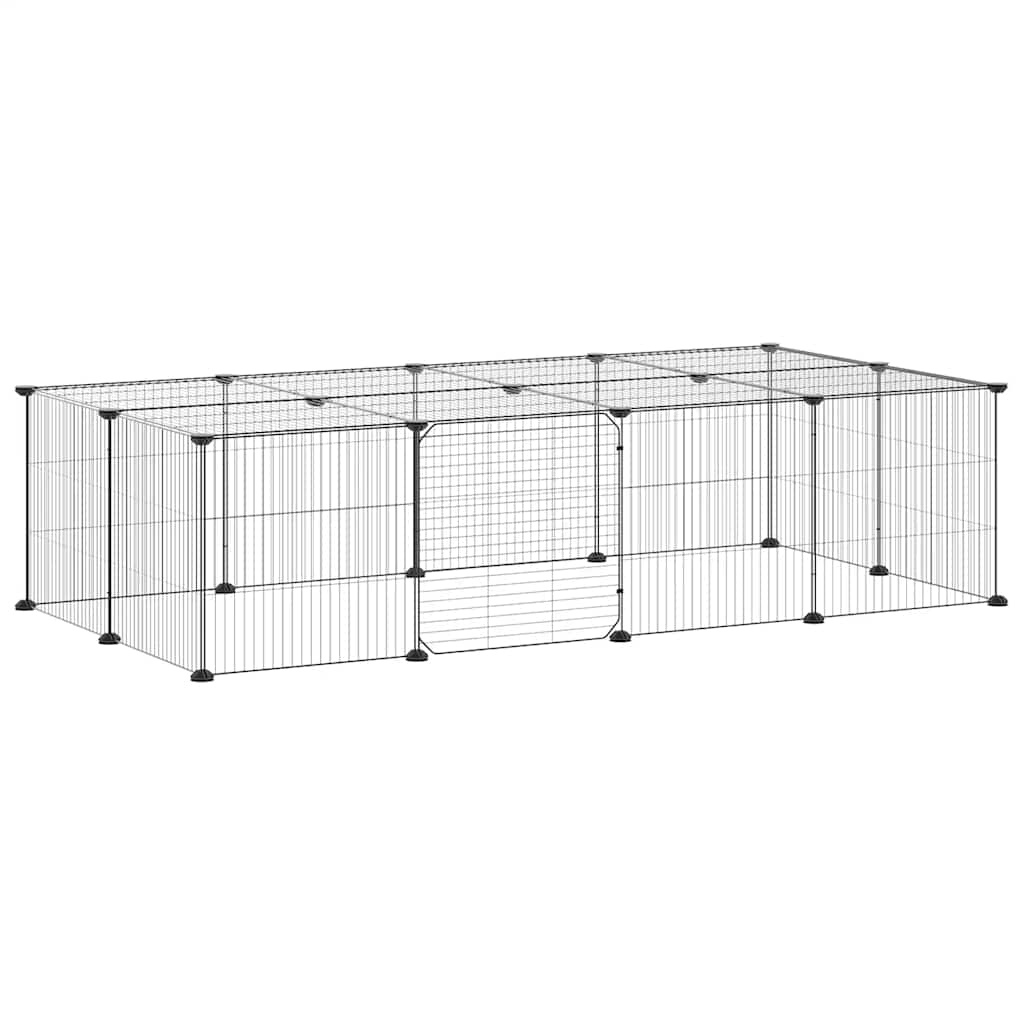 20-panels kæledyrsindhegning med låge 140x70x35 cm stål sort