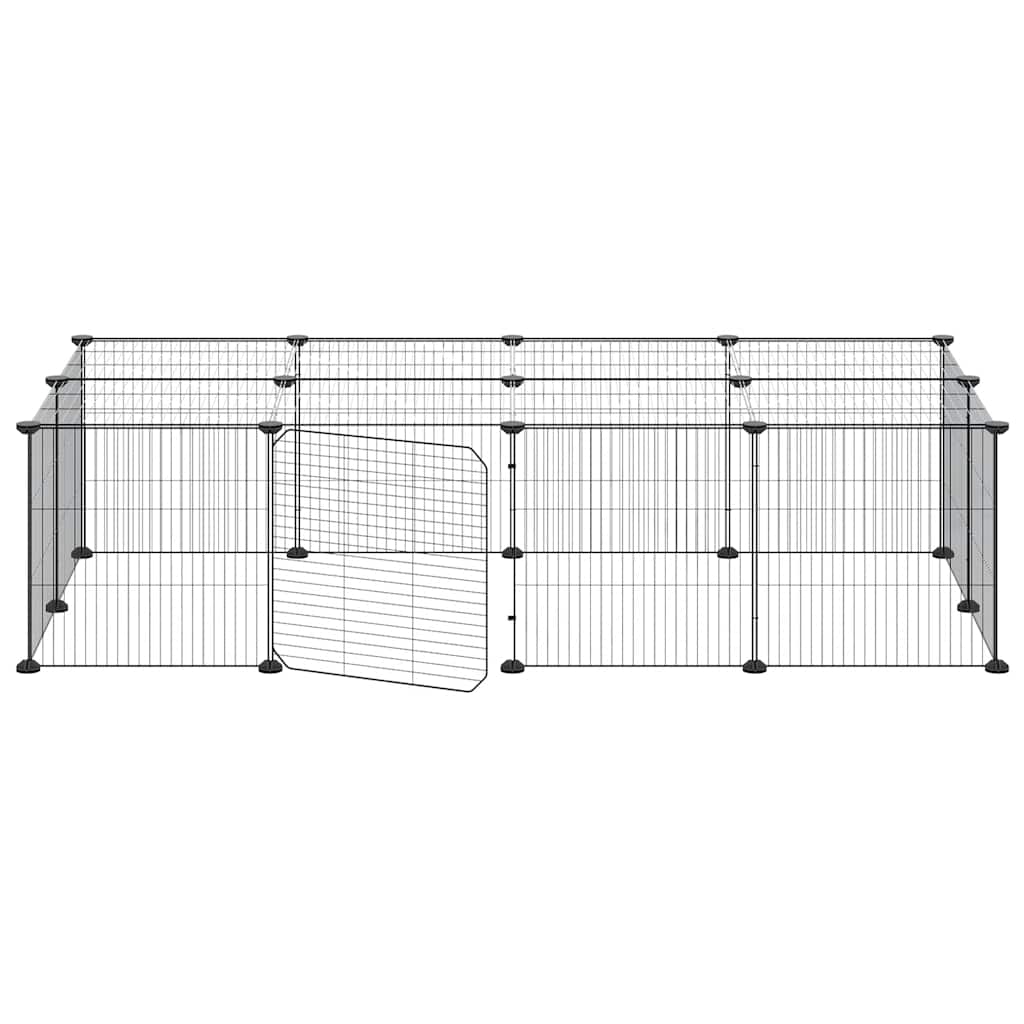 20-panels kæledyrsindhegning med låge 140x70x35 cm stål sort