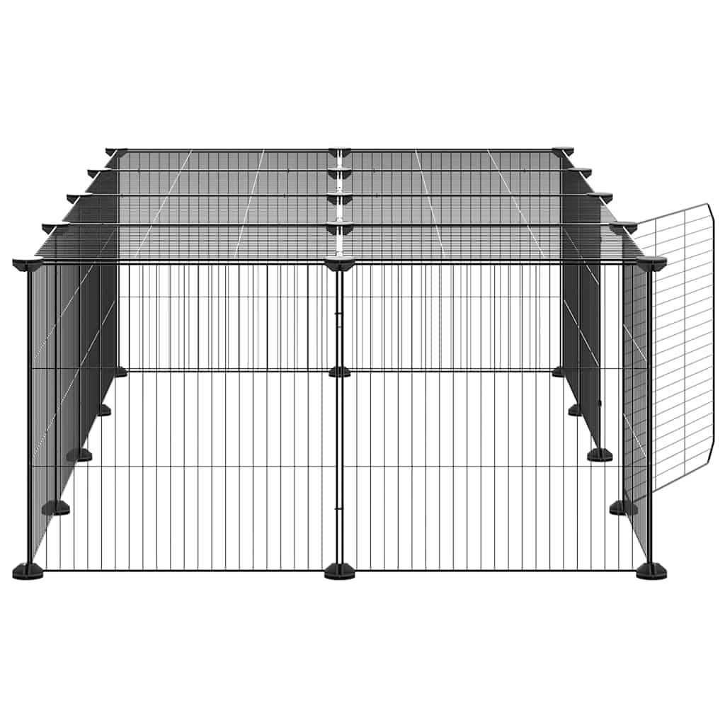 20-panels kæledyrsindhegning med låge 140x70x35 cm stål sort