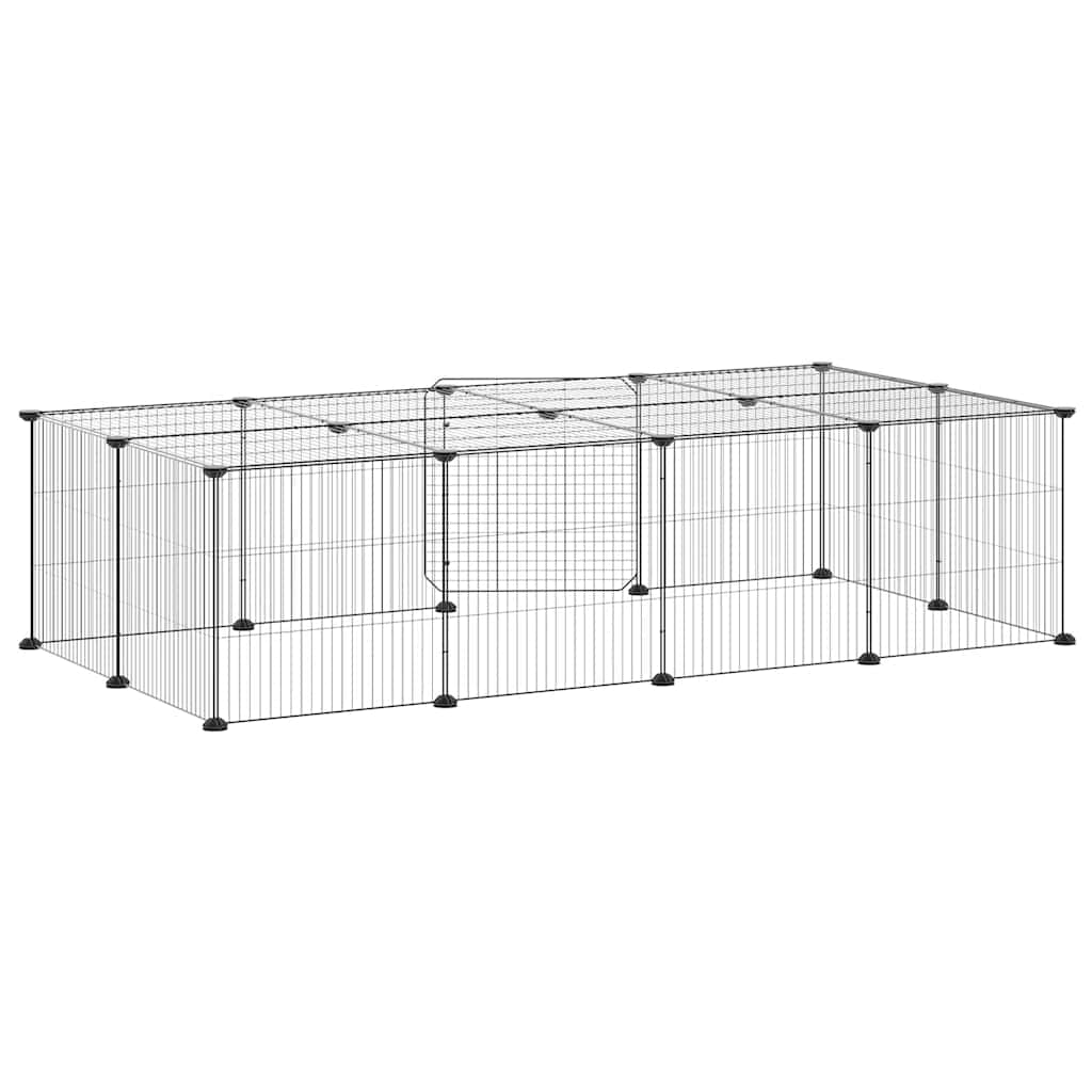 20-panels kæledyrsindhegning med låge 140x70x35 cm stål sort